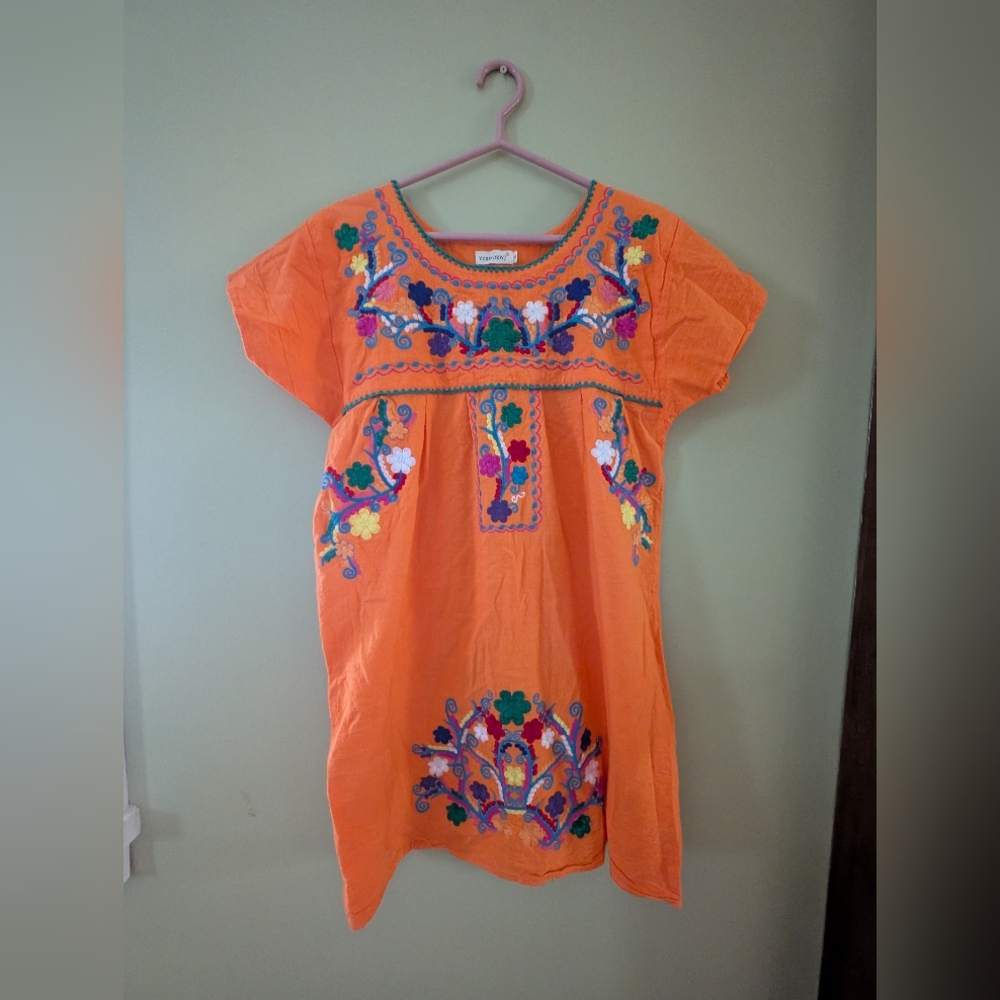 Orange Embroidered Dress